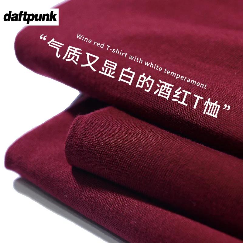 220G Heavy Cotton Long sleeve T-shirt Loose Solid Top Summer Wine Red Base Shirt Thick for Men and Women