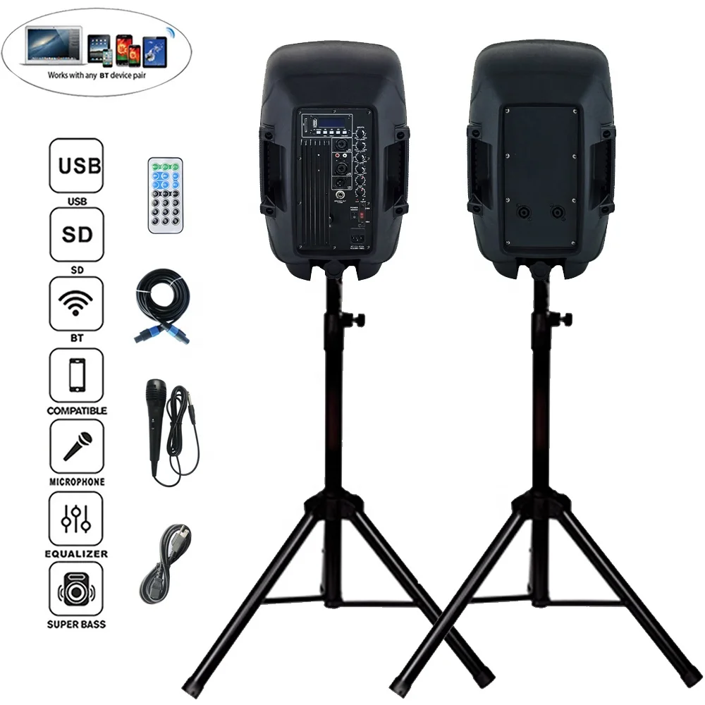 800 Вт 2-полосная акустическая система PA 2x8 дюймов профессиональная аудиосистема BT