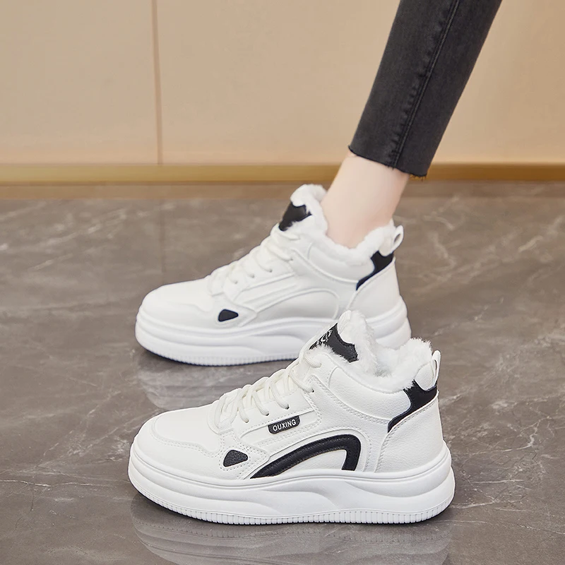 New women's high top plus cashmere cotton shoes fashion comfortable snow boots warm quality casual