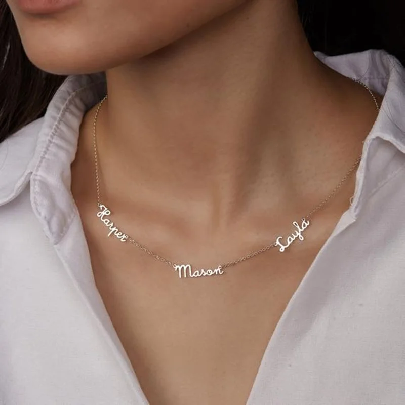 

Custom Name Necklace For Women Stainless Steel Personalized Multiple Name Necklace Nameplate Pendant Necklaces Jewelry Best Gift