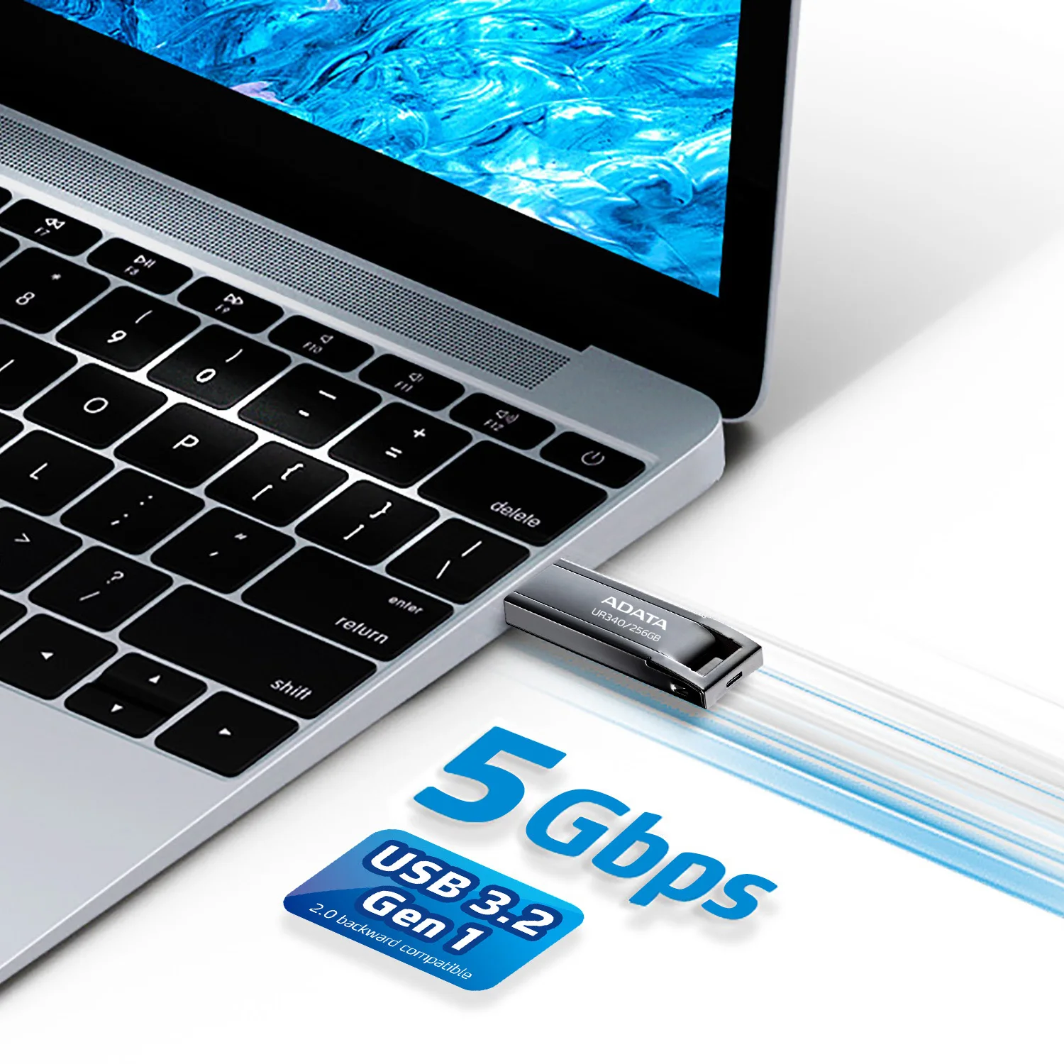 USB-накопитель ADATA UR340 USB 3.2 Gen 1, 32 ГБ, 64 ГБ, 128 ГБ, скорость чтения 100 МБс, высокоскоростная передача данных, металлический корпус, флеш-накопитель (art.: 3920dc5e06830) - 3920dc5e06830