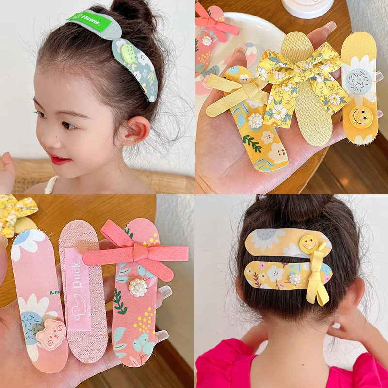 

3Pcs/Set Cute Bowknot Bang Sticker Hair Patch for Baby Girl Princess Velcro Ribbon Hair Fringe Grip Stabilizer Pad Hair Ornament