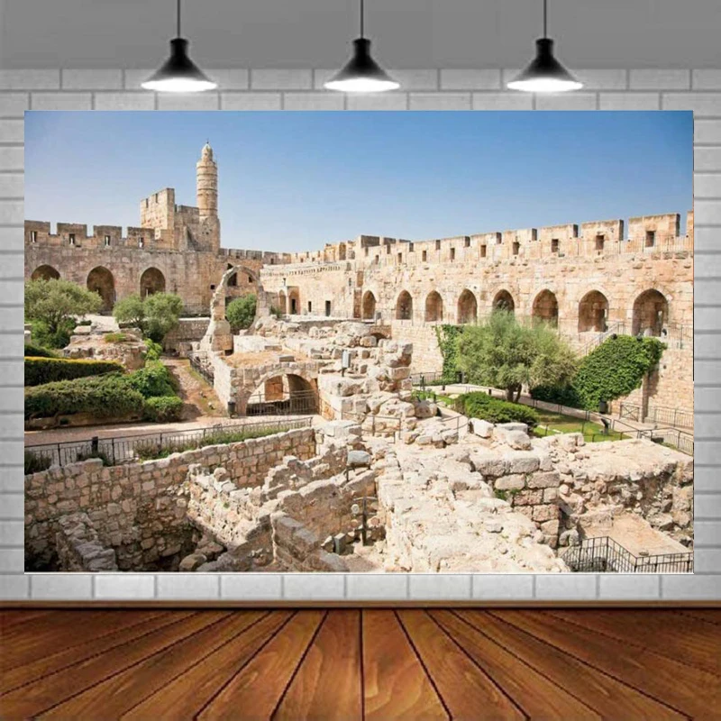 

Photography Backdrop The Old City Jerusalem David Tower Museum Photo Background Ancient Ruins History Monument Trip Banner