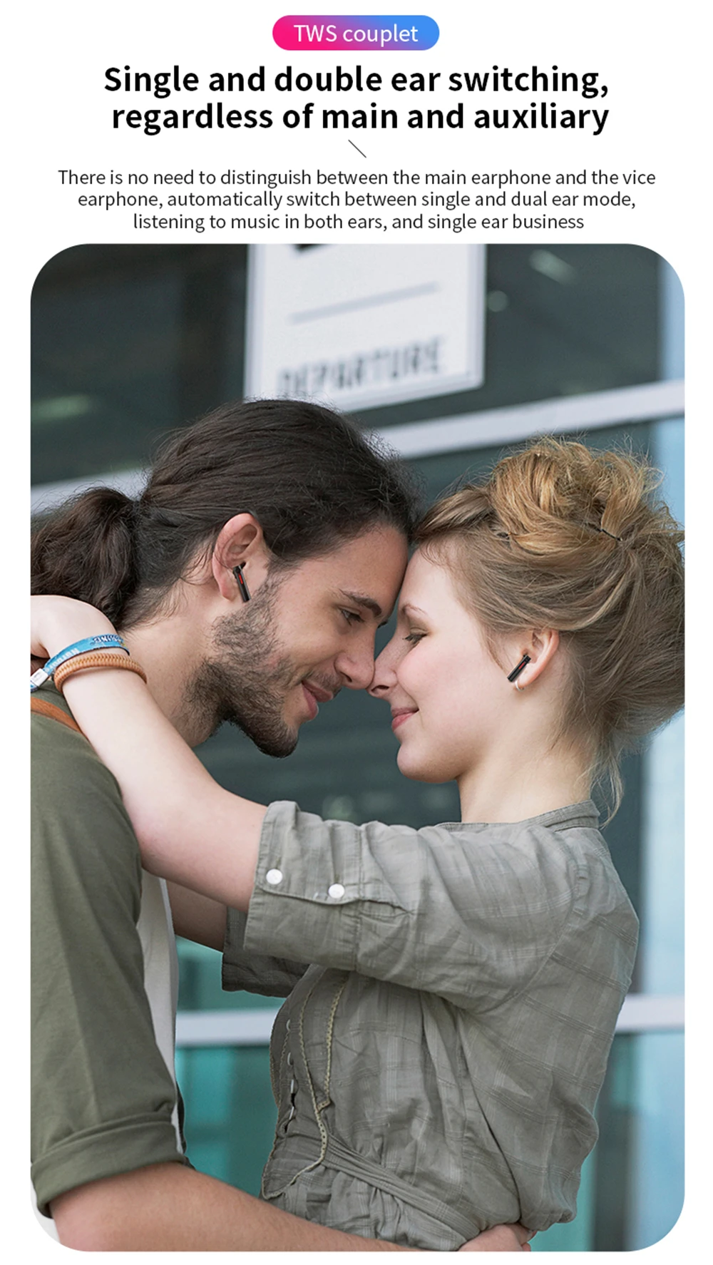 Беспроводные Bluetooth-наушники с сенсорным управлением и шумоподавлением