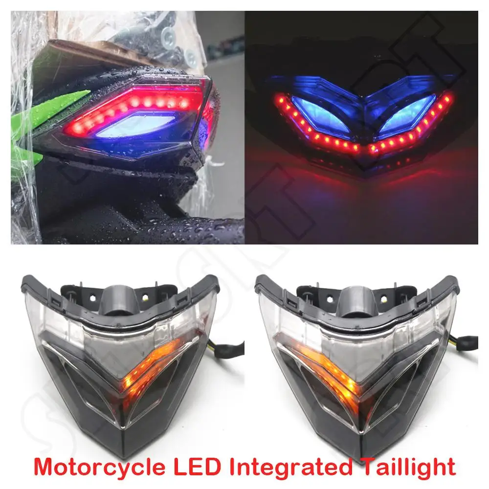 Фото Подходит для Kawasaki Ninja 250 300 ABS Z250 Z300 2013-2018, светодиодный задний фонарь для мотоцикла, встроенные задние фонари №1