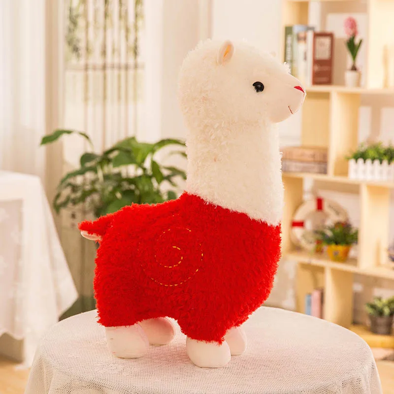

28cm,38cm,46cm Cute Stuffed White Red Alpaca soft Plush Kids Toy Birthday gift for girl boy Plush Animals Dolls 2022 New Doll