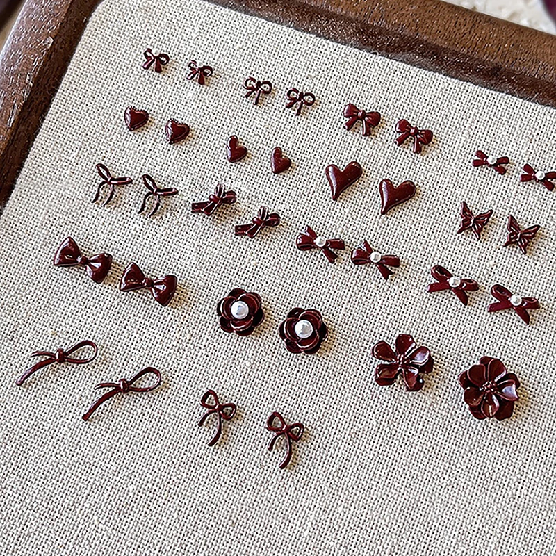 2 шт. лента с бантом и жемчугом подвески для дизайна ногтей 3D бант из смолы