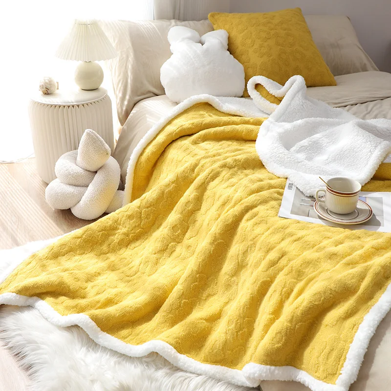 2023 New Autumn and Winter Plush Thickened Warm Blanket 130x170CM Ins Wind Flower Blanket Living Room Bed Sofa Leisure Blanket