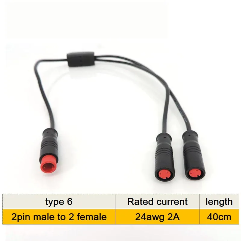 

M8 2-контактный удлинительный провод 2-контактный мужской женский водонепроницаемый разъем 24awg 2A 28awg 0,8A для электрического велосипеда m20