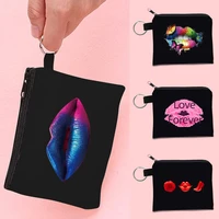 mini canvas coin purse handle bag women pocket fashion mouth printing pattern wallet boy and girl clutches organizer package
