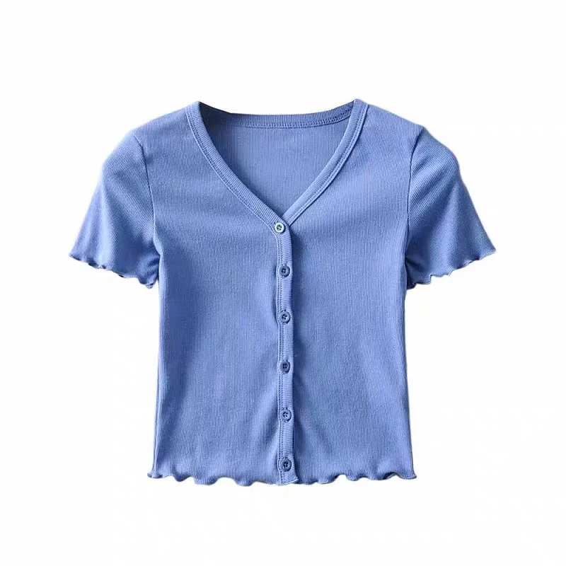 Облегающая футболка в европейском и американском стиле с V-образным вырезом