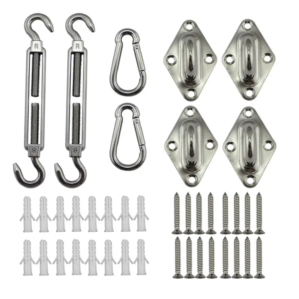 

Stainless Steel Sun Sail Kit Anti-Rust Hardware Kit with Rope Outdoor Shade Installation Set Tool