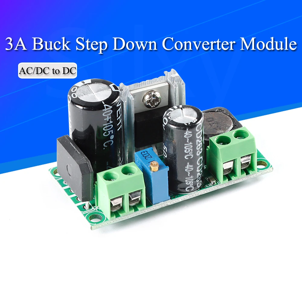 

AC/DC to DC Buck Step Down Converter Module LM2596HV 3v 3.3V 5V 6V 9V 12V 15V 24V DC 5V-50V Adjustable Step-Down 3A Power Supply