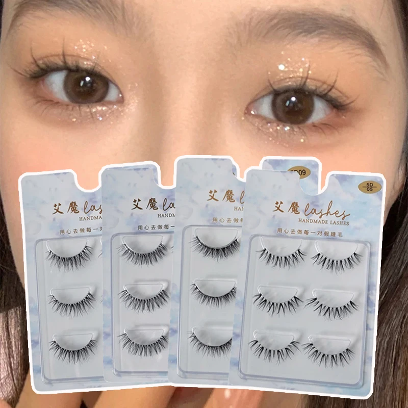 

3 Pairs Transparent Steam False Eyelashes Cross Curling Fake Eyelashes Natural Fairy Mink Lash Extension Daily Eye Makeup Wispy