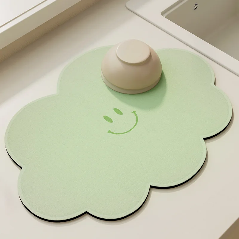

Pads Dish Table Drained Absorbent Quick Placemat Kitchen Coffee Cartoon Draining Mat For Absorbent Cloud Bathroom Drying Drying