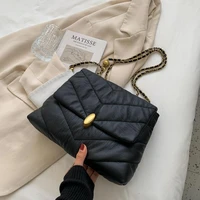 2022 winter vintage handbags women fashion quilted pu leather shoulder crossbody bag luxury brand chain clutch