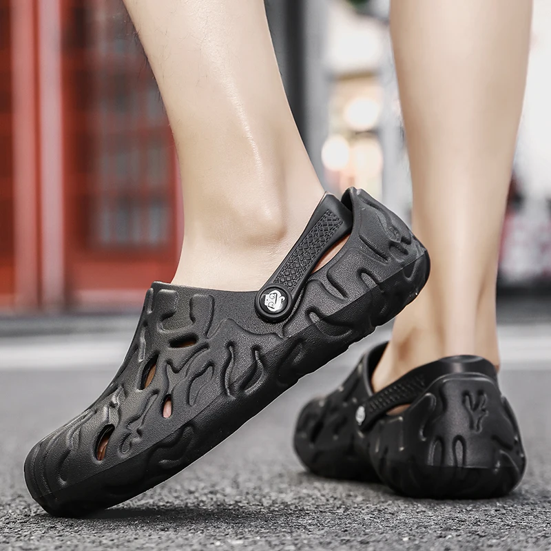 

Summer Hot Sale Hole Shoes Men EVA Sneakers Outdoor Breathable Slippers Indoor Garden Nonslip Sandals Baotou Beach Two Use Shoes