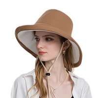 summer women double side fashion wide large brim sun hat outdoor beach fisherman cap uv proof sun protection hat bucket hat