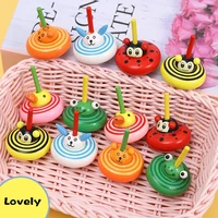 1 pc kids spinning tops random color wooden toy funny gyro colorful toy desktop spinning top classic childrens toys