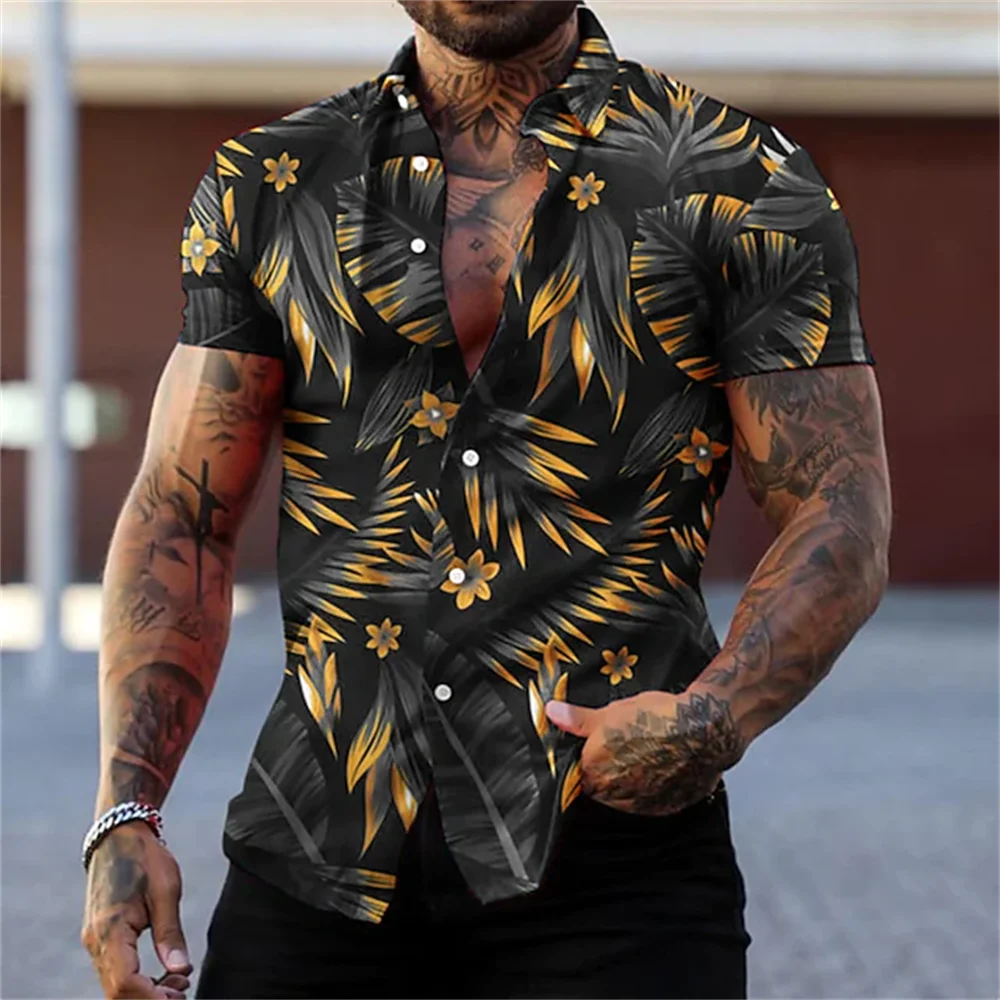 Men's Hawaiian Shirt 2023 3D Printed Short Sleeve Chiffon Shirt Beach Holiday Top Summer Oversized Men's Clothing Men's Hawaiian