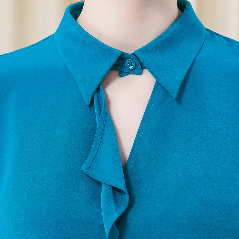 Рисунок 3 - Шелковая блузка-поло с оборками и рукавом до локтя