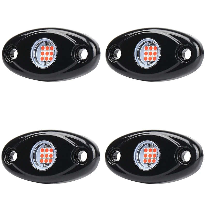 

4 Pods LED Rock Lights Kit Waterproof Underglow LED Neon Trail Rig Lights for Jeep Truck ATV Raptor Offroad Boat-Red