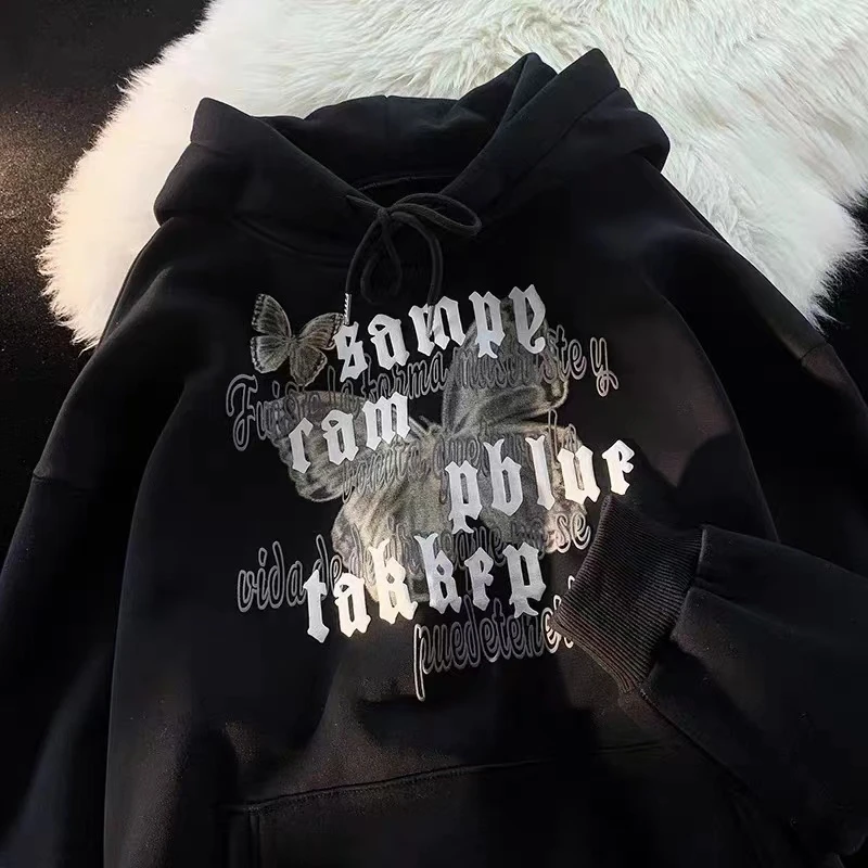 

Мужские и женские свитера с капюшоном, Женская Корейская версия, свободная облегающая тонкая модная универсальная спортивная рубашка с длинным рукавом, верхняя одежда