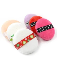 christmas serie set makeup powder puff super soft dry and wet puff short hair loose powder puff ribbon round transparent package