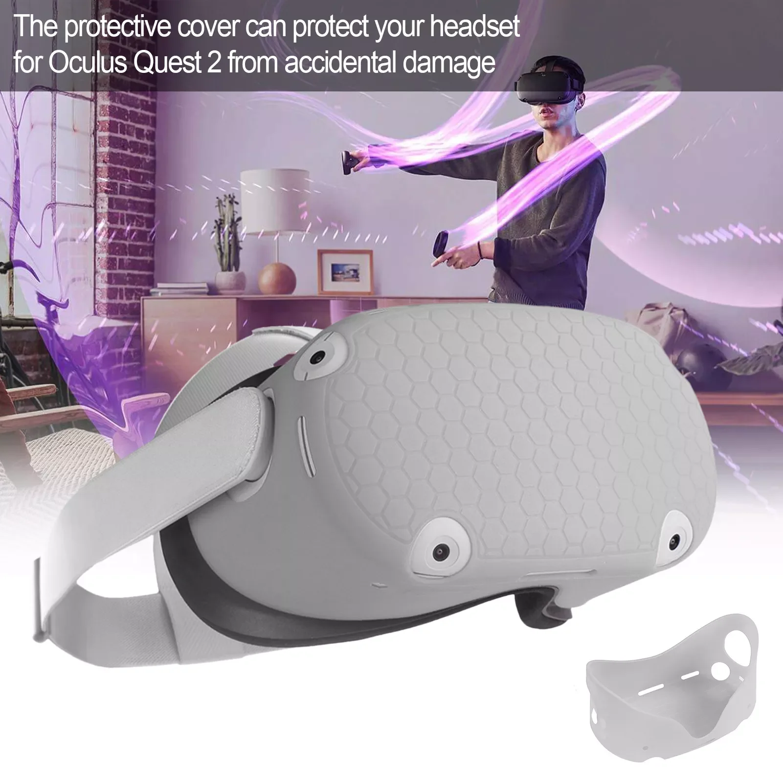 

Защитный чехол для шлема виртуальной реальности для Oculus Quest 2, Силиконовый противоударный защитный чехол для Oculus Quest 2, аксессуары для гарнит...
