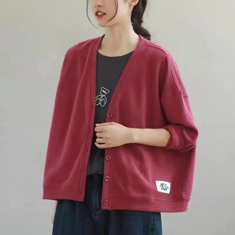 Женская однотонная толстовка с длинным рукавом