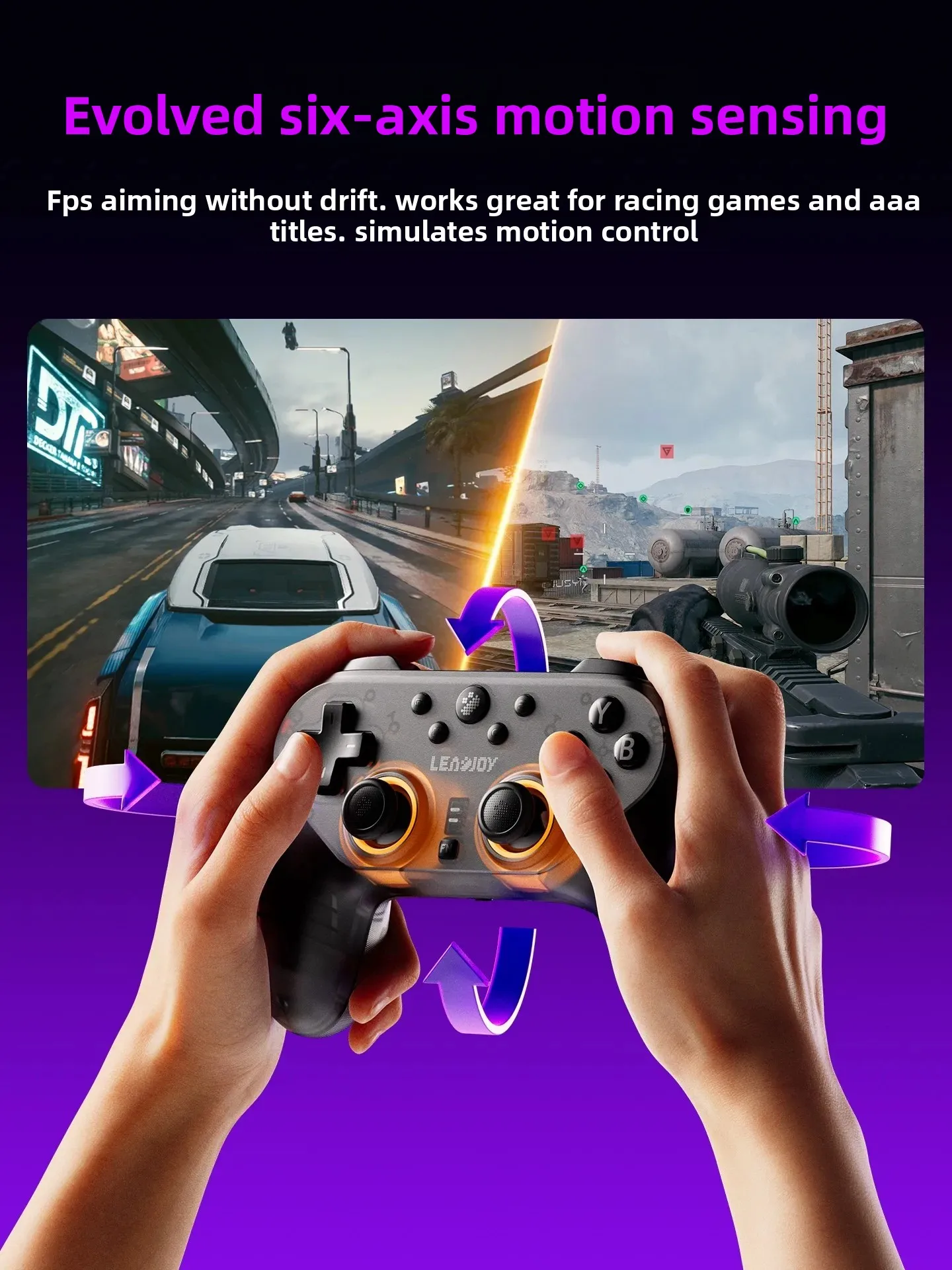 Фото Беспроводной игровой контроллер Leadjoy Saber Plus JS13 Pro TMR с джойстиком 1000 Гц для ПК, Switch, Windows, Android, iOS, FPS-игр №4