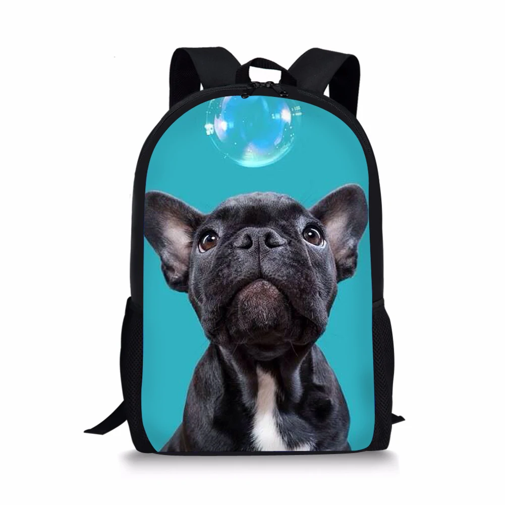 Bulldog Pattern Print School Bags Daily Travel Climbing Durable Backpack Trendy Birthday Gift for Kids Fashion Knapsack