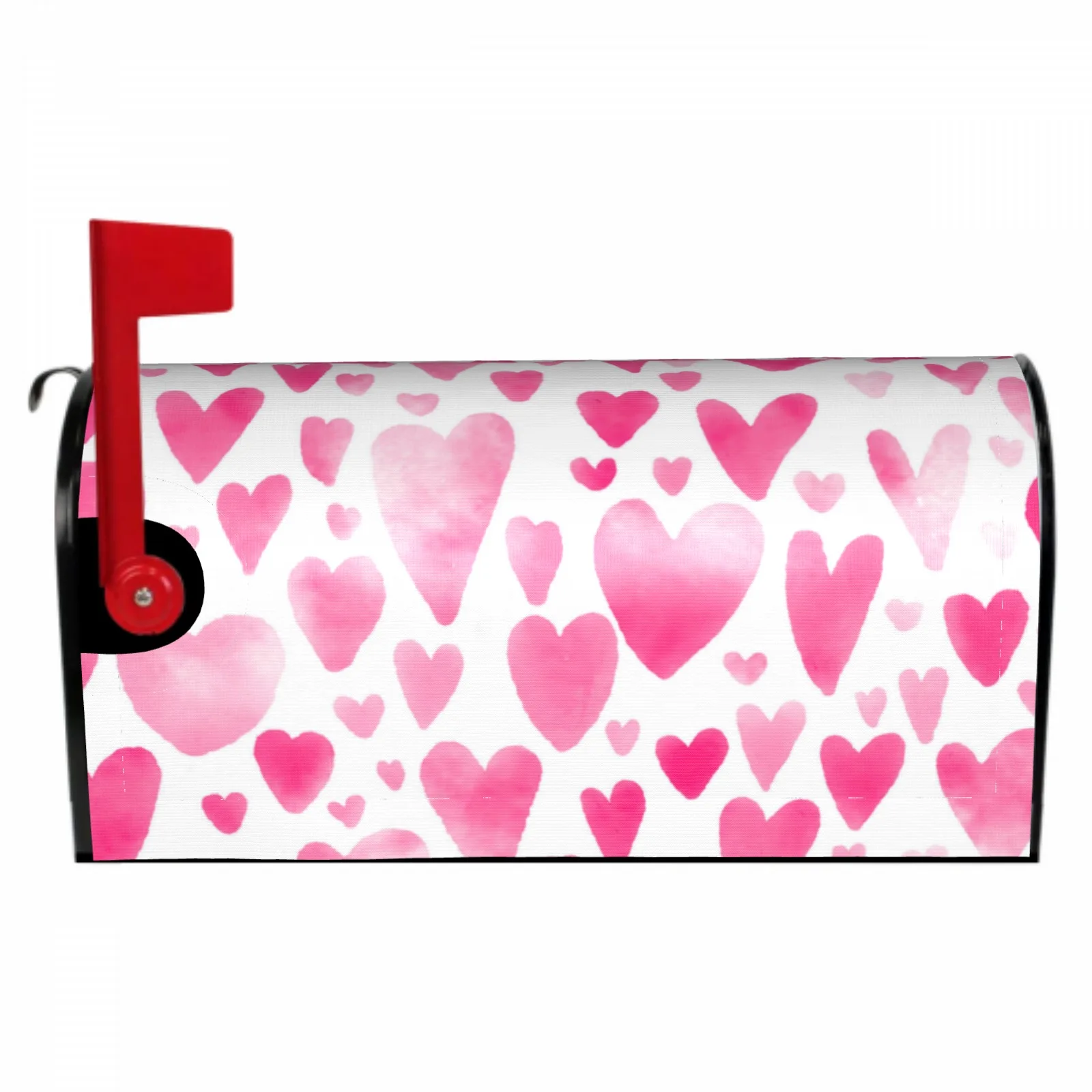 

Valentine's Day Pink Hearts Magnetic Mailbox Cover Standard Size Post Box Cover Wrap Decoration Garden Outdoor