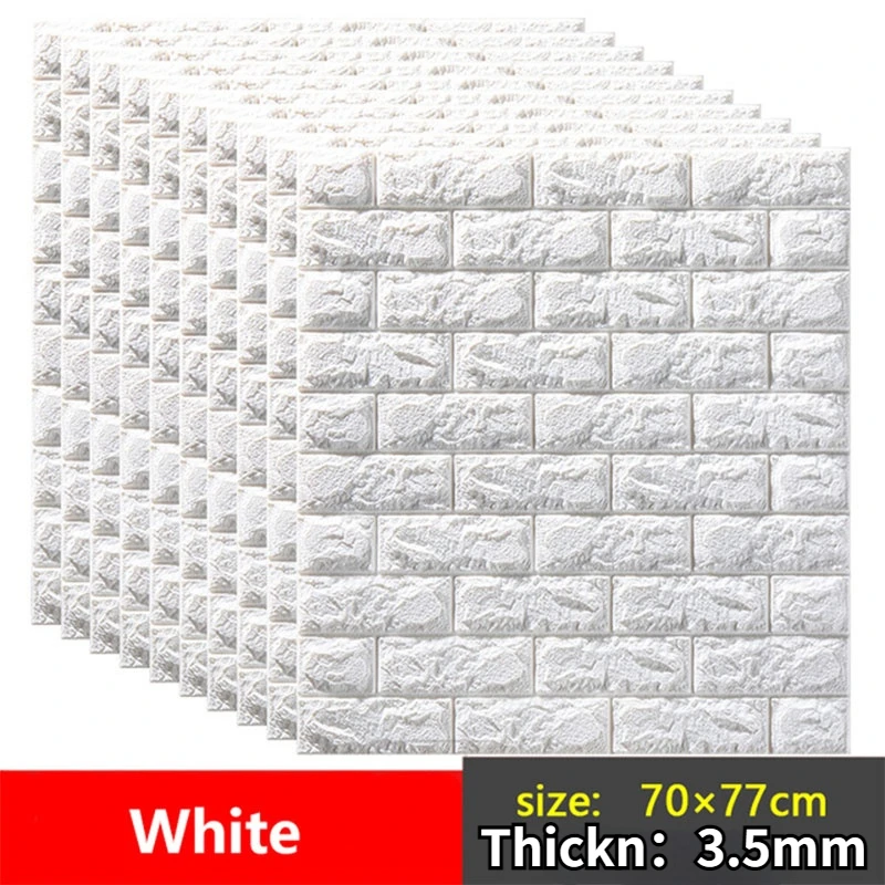 

10Pcs Imitation Brick Self Adhesive Waterproof Wall Stickers LivingRoom Bathroom Peel and Stick 3D Wallpaper Walls Luxury Decor