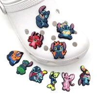 1pcs pvc cute cartoon disney stitch shoe charms diy funny shoe accessories fit croc clogs decorations buckle unisex gifts jibz