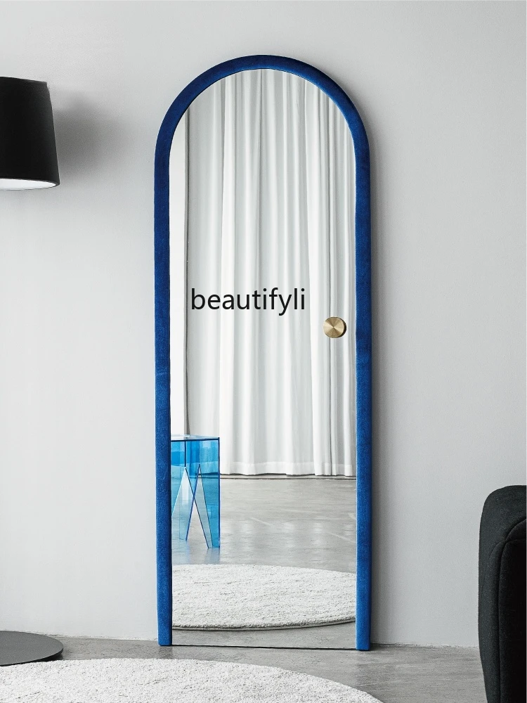 

GY Nordic Light Luxury Dressing Mirror Full-Length Mirror Floor Wall-Mounted Bedroom Fitting Girl Arch Vertical Cloakroom Mirror