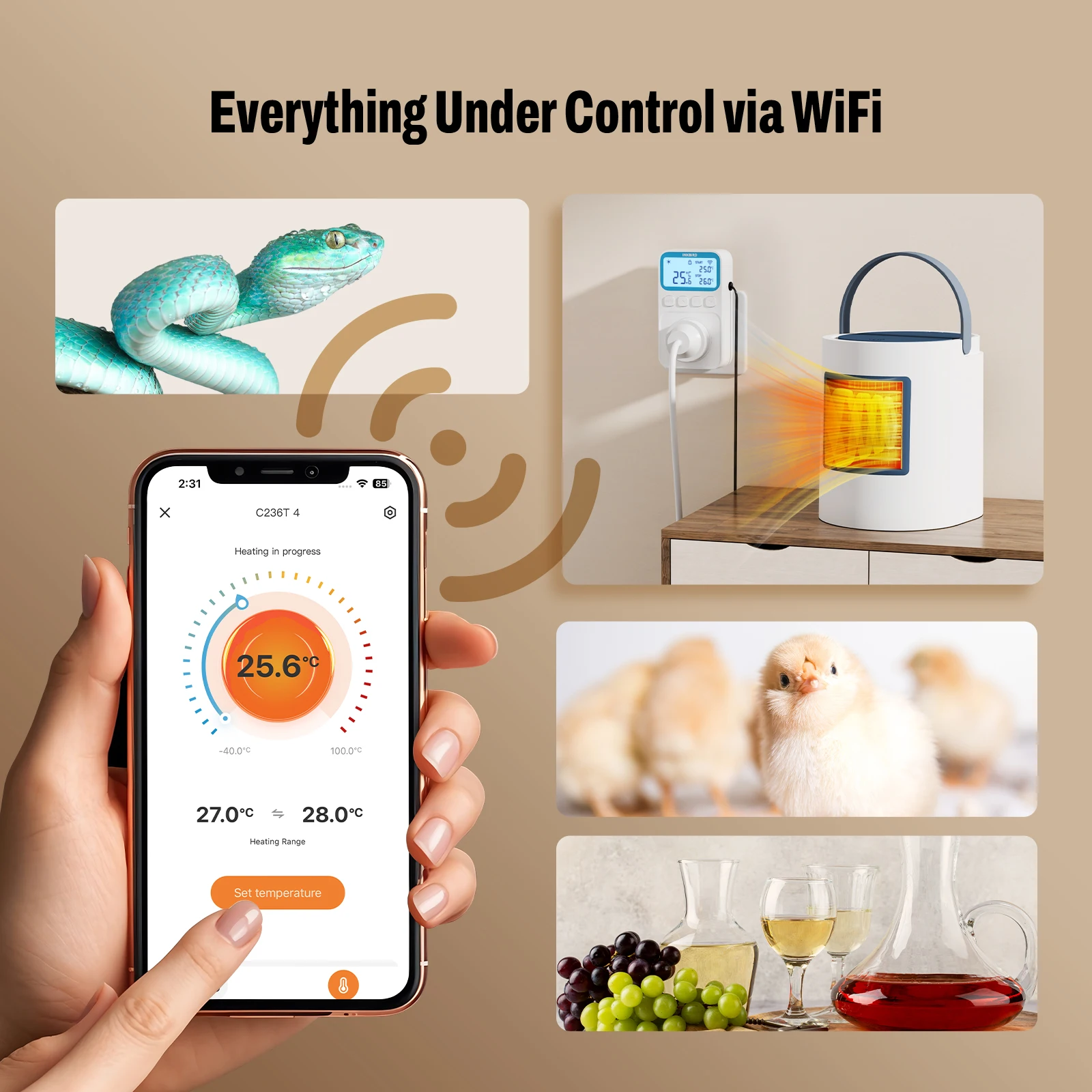 Фото INKBIRD C236T Wi-Fi подключаемый регулятор температуры 10-в-1 программируемый умный термостат с таймером для холодильников, обогревателей, домашнего пивоварения №2