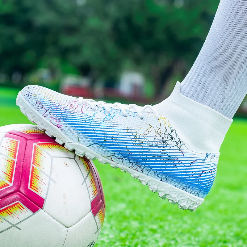 Hot Professional Men Soccer Shoes Adult Kids TF/FG High Ankle Football Boots Cleats Grass Training Sport Footwear Trend Sneakers