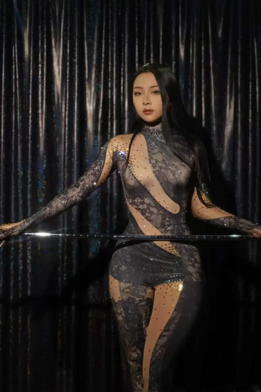 Комбинезоны для танцев на пилоне женские танцовщицы в Лас-Вегасе эластичные