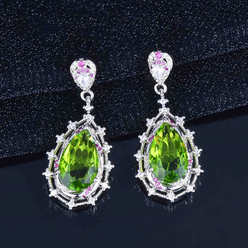 

WPB женские серьги продвинутого дизайна серьги в форме капли воды серьги с зеленым бриллиантом из циркония женские блестящие Роскошные ювел...