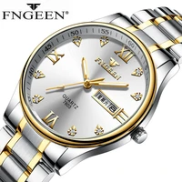 fngeen fashion business positive mens watches watch luminous waterproof weekly calendar display luxury diamond quartz watch 7803