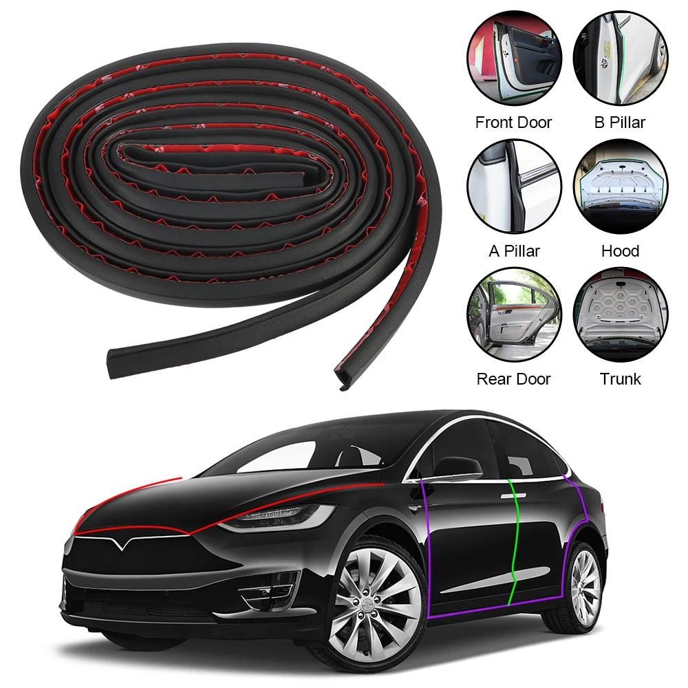 

Автомобильные резиновые полосы для Tesla Model 3 Y X S, звукоизолятор, уплотнительные наклейки для двери в багажник, защита для капота A B, защитные а...