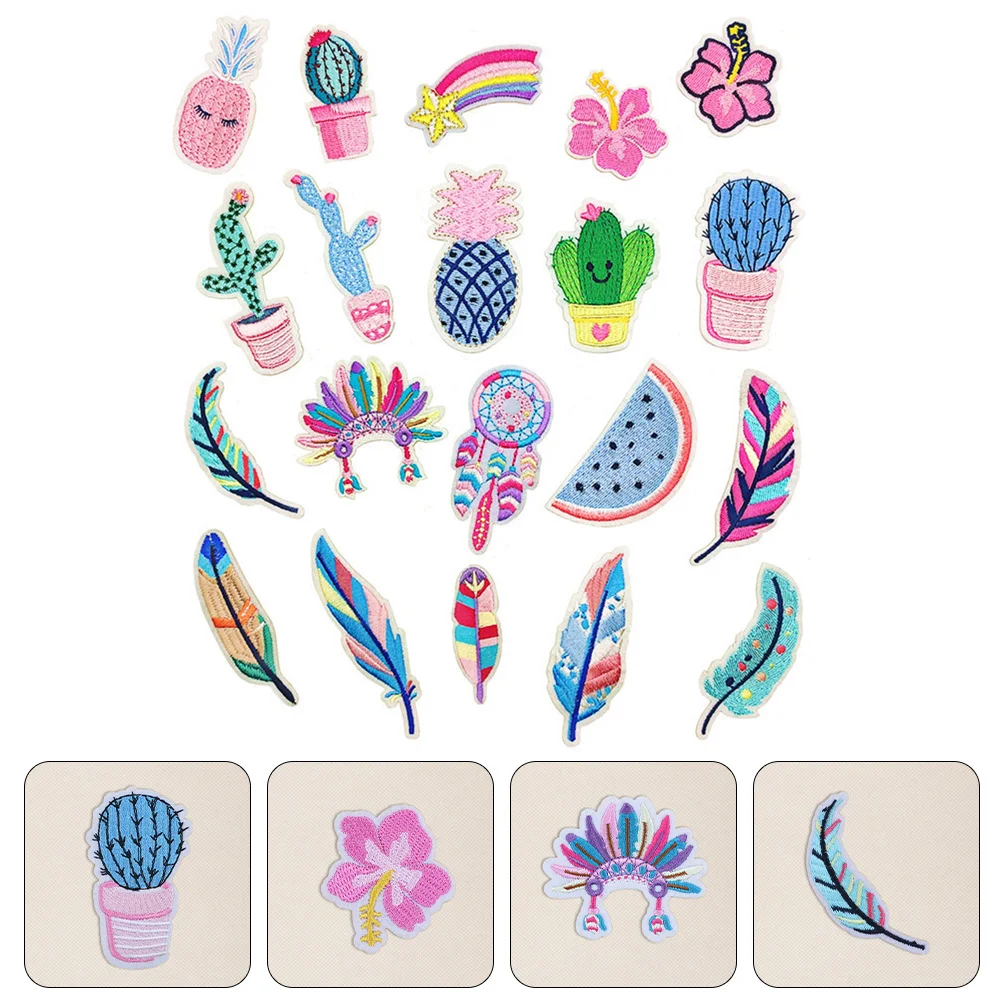 

20 Pcs Patches Jackets Floral Stickers Plants Applique Patches Floral Decor Cartoon Cloth Stickers Hat DIY Accessories