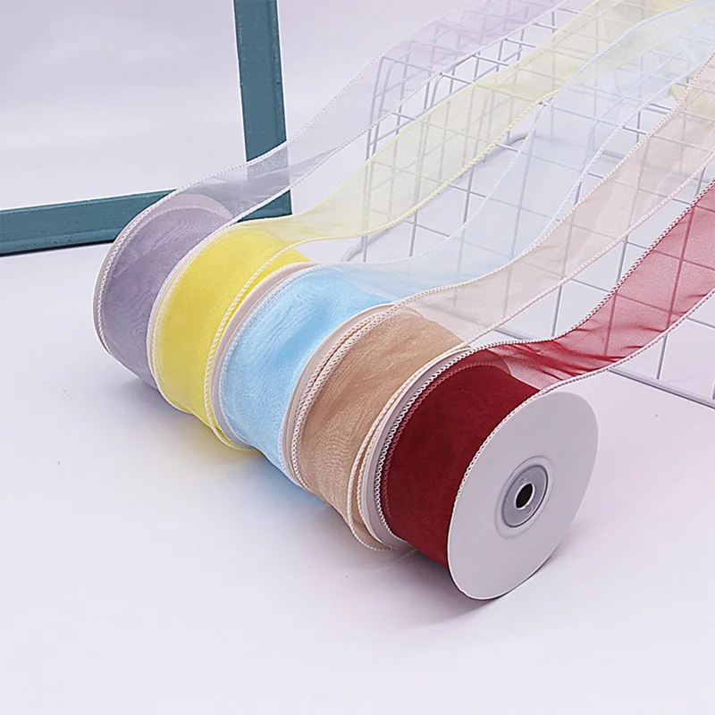 

Sheer Chiffon Ribbon Organza Satin Ribbons For Gift Wrapping Decoration Wedding Bouquets Party Wreath Lace Fabric