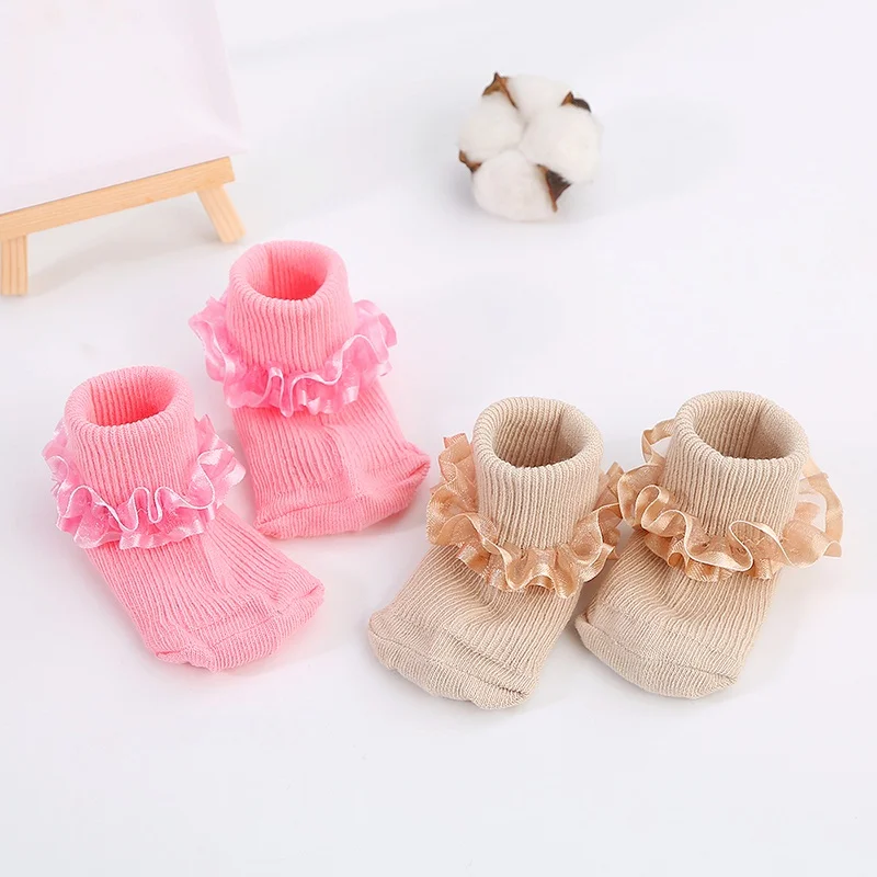 

Infant Baby Girls Cotton Mesh Socks Kids Girl Princess Sock Lace Flowers Ruffled Newborn Solid Ankle Socks Babies Accessory 0-3Y