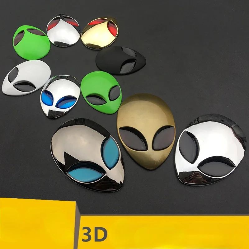 

1X 3D Metal Alienware Alien Head Auto Logo Sticker Vinyl Badge Car Decals Graphic High Quality Car Styling