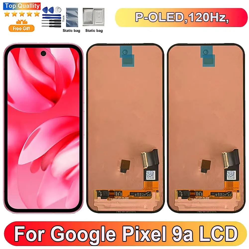 Фото 6,3-дюймовый ЖК-дисплей 120 Гц для Google Pixel 9a, сенсорная панель, дигитайзер, запасные части для экрана Google Pixel 9a №1