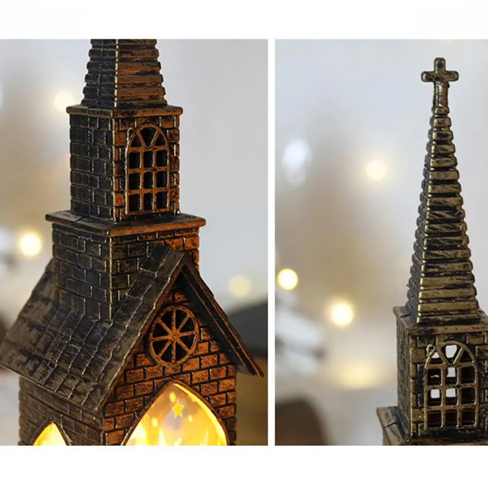 

Desktop Christmas Lamp Vintage Battery Operated Christmas Glowing House Light Portable Decoration Flameless Candle Lamp Night