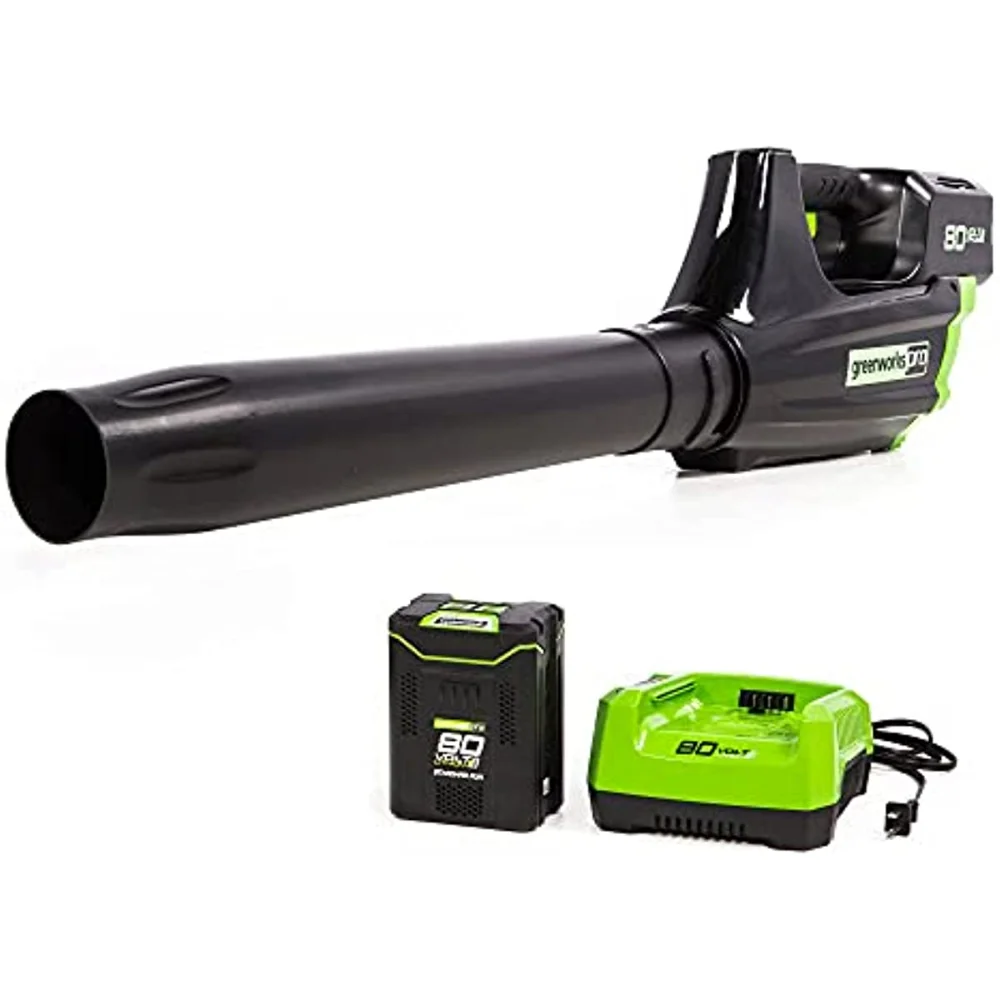 

Greenworks Pro 80V (125 MPH / 500 CFM) Cordless Axial Leaf Blower, 2.0Ah Battery and Charger Included GBL80300