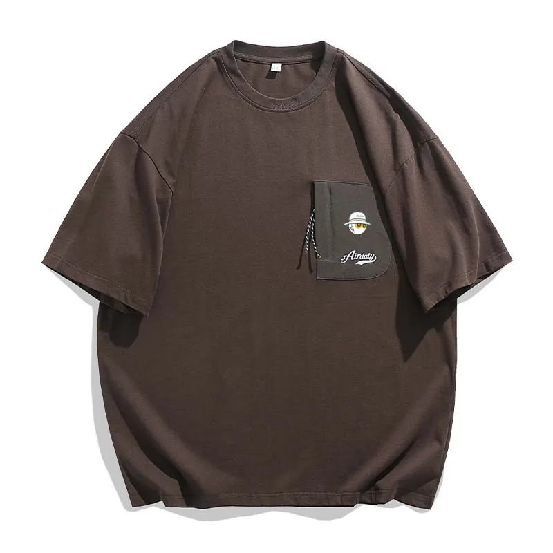 2023 New Men's T-shirt Golf Malbon O-neck Design Men Tshirt Casual Fitting Retro 100% Cotton Breathable Solid Color Shirt Male